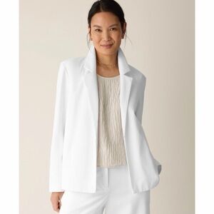 Eileen Fisher Cotton Blend Ponte Blazer Jacket White